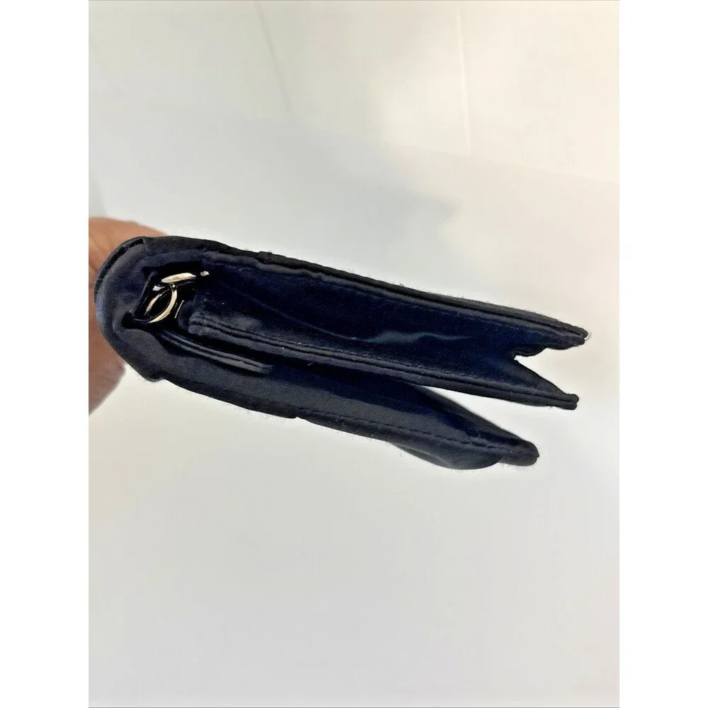 White House Black Market Black Satin Twist Front Evening Clutch w/Silver Chain - Picture 12 of 16